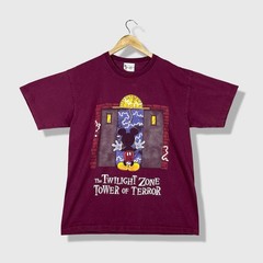 Walt Disney World Tower of Terror Mickey Mouse Shirt Mens L Maroon Vintage 90s
