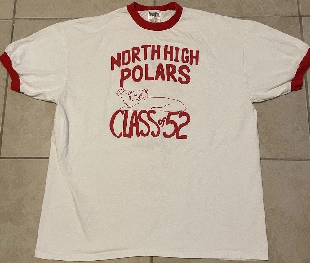 Vtg 90s North High Polars Ringer Shirt XXL Minneapolis School Track PE Grunge 80