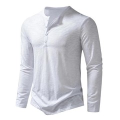 Camisa De Manga Larga Moda Lujo Camiseta Elegante Algodón Cuello V Para Hombres