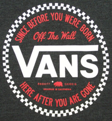VANS Shirt Adult Medium Gray Graphic Big Logo Short Sleeve Classic Outdoor Mens