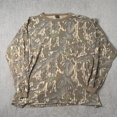 Vintage 80s ACE Sportswear Leaf Camo Camouflage Long Sleeve Pocket T-shirt 2XL
