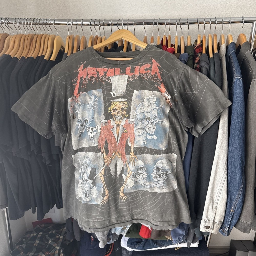 Vintage Faded Metallica Ringmaster AOP Band Tee Size XL RARE Thrashed 90s