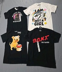 Taxes Goon Pug Weiner Dog Just A GIRL Novelty T-Shirt Lot 4pc Medium (V)