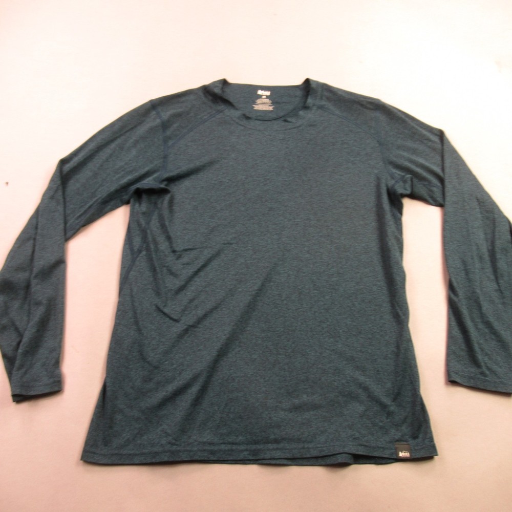 REI Shirt Mens Medium Long Sleeve High Neck Outdoors Crew Neck Blue Stretch
