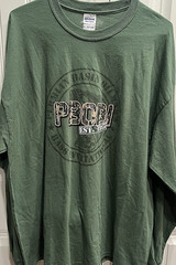 Men Sz 2XL Fishing Shirt Olive Green Oilfield Graphic Long Sleeve Outdoor EUC