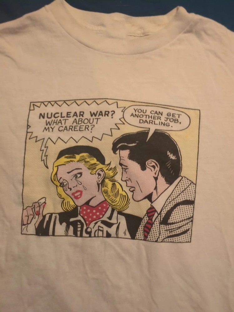 Roy Lichtenstein 80s Nuclear War There Goes My Career Shirt Beige