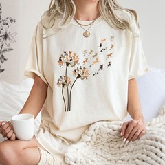 Cute Dog Flower Butterfly Shirt Dog Lover Animal Floral Puppy Nature Gift Tee