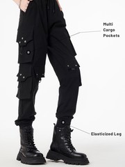 Cargo Pants Women Gothic Y2K High Waist Adjustable Pockets Drawstring Jogger
