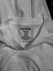 TRUE RELIGION Top Men’s Sz M White Gold Foil Cotton Lightweight SS Crewneck Tee