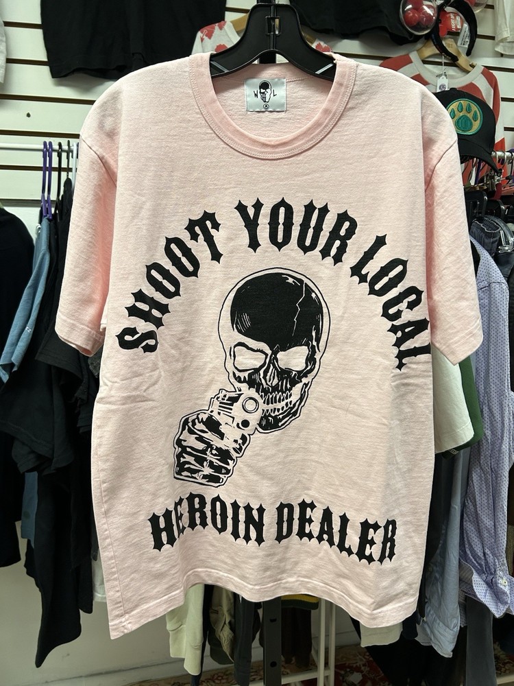 Warren Lotas Men’s Size Medium Shoot Your Local Dealer Shirt Pink Skull WL USA