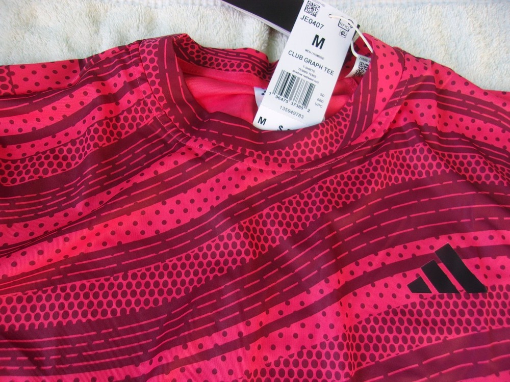 NWT Adidas climacool tennis Club Graphic T, men’s M, orange, $50, polyester