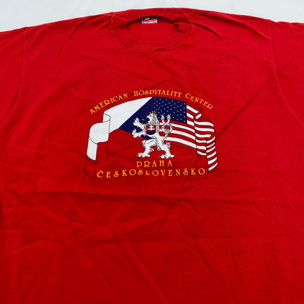 VTG AMERICAN HOSPITALITY CENTER PRAGUE CZECHOSLOVAKIA T-Shirt L Czech Republic