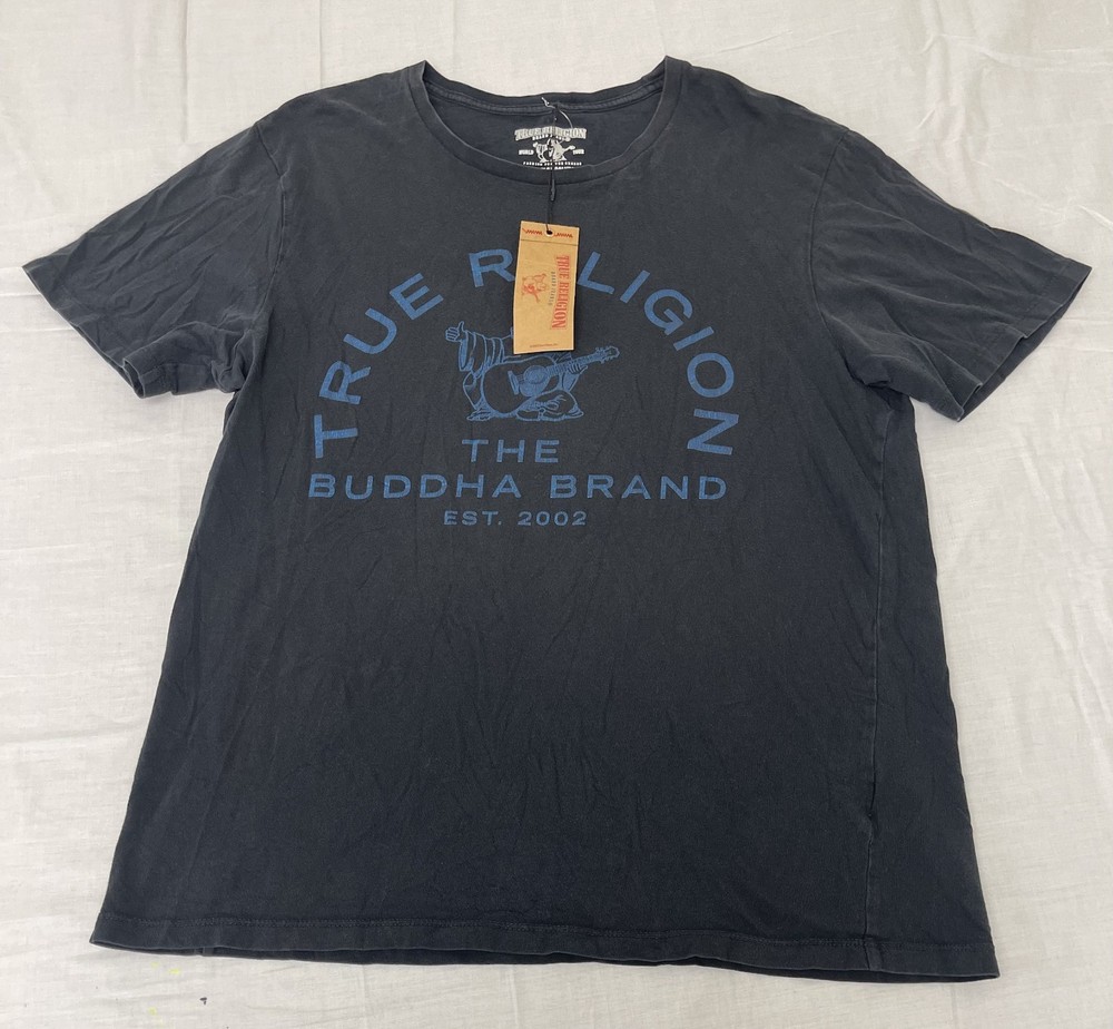 True Religion Metallic Buddha Brand Short Sleeve Crewneck size L