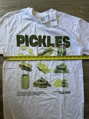 NEW Brisco Brands Pickles Graphic Print White T-Shirt Funny Size Large