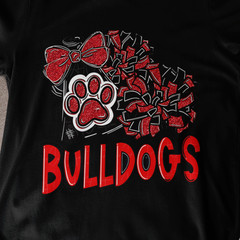 Bulldogs Cheer Shirt Paw Bow Pom Pom School Spirit Mascot Fan Tee