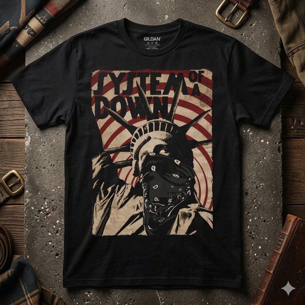 System of a Down Liberty Bandit Mens T Shirt New Black Rock Band Tee Free Ship