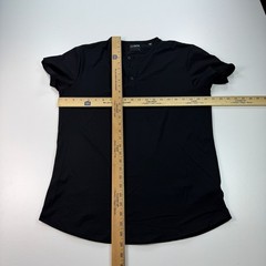 CUTS Henley Shirt Mens Large Black Lightweight Stretch Weight Training Casual