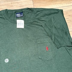 VTG Polo Ralph Lauren Single Stitch Green Throwback Pony Pocket T Shirt Mens S