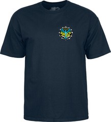 Powell Peralta Steve Saiz TOTEM POLE Skateboard T Shirt NAVY
