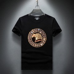 New Fashion Trendy Rhinestones Summer Short Sleeve Luxury Men Streetwear T-Shirt