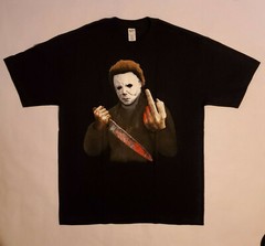 FREE SAME DAY SHIPPING New HALLOWEEN MICHAEL MYERS Giving Finger Shirt LARGE