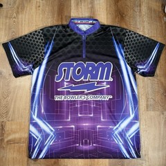 Storm Bowling Company Sublimated Jersey Size XL Quick 1/4 Zip Neon Bowler Shirt