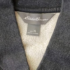 Eddie Bauer Mens XL Charcoal Gray Fleece Lined Waffle Knit Henley Shirt