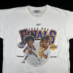 Vintage 2004 NBA Finals Kobe Cartoon Caricature Lakers Pistons T Shirt Sz L