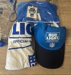 Bud Light Beer Be Clear On Game Day Bag NFL Adult L Shirt Hat Towel Keychain Lot