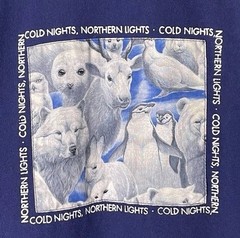 Vtg 90s Cold Nights Northern Lights Arctic Animals Single Stitch T-Shirt Size L