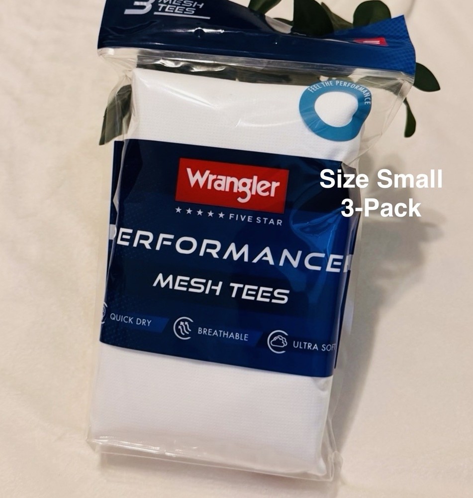 Wrangler Five Star Performance Mesh Crew T-Shirt, Stretch Fabric, Small