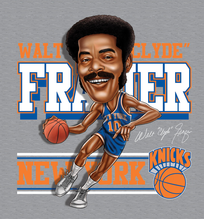 Walt Frazier Caricature Men T-shirt Sport Grey All Sizes S to 5XL JJ3993