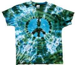 Vintage Tie Dye Mens Mens T-Shirt Large Green Blue Y2K Peace Hippie Festival