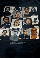 SONS OF ANARCHY Mugshot T Shirt Mens Large Black Biker TV Show Graphic Tee