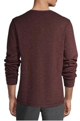 GEORGE Men’s L (42-44) Long Sleeve Thermal Henley Shirt Top • Red/ Maroon