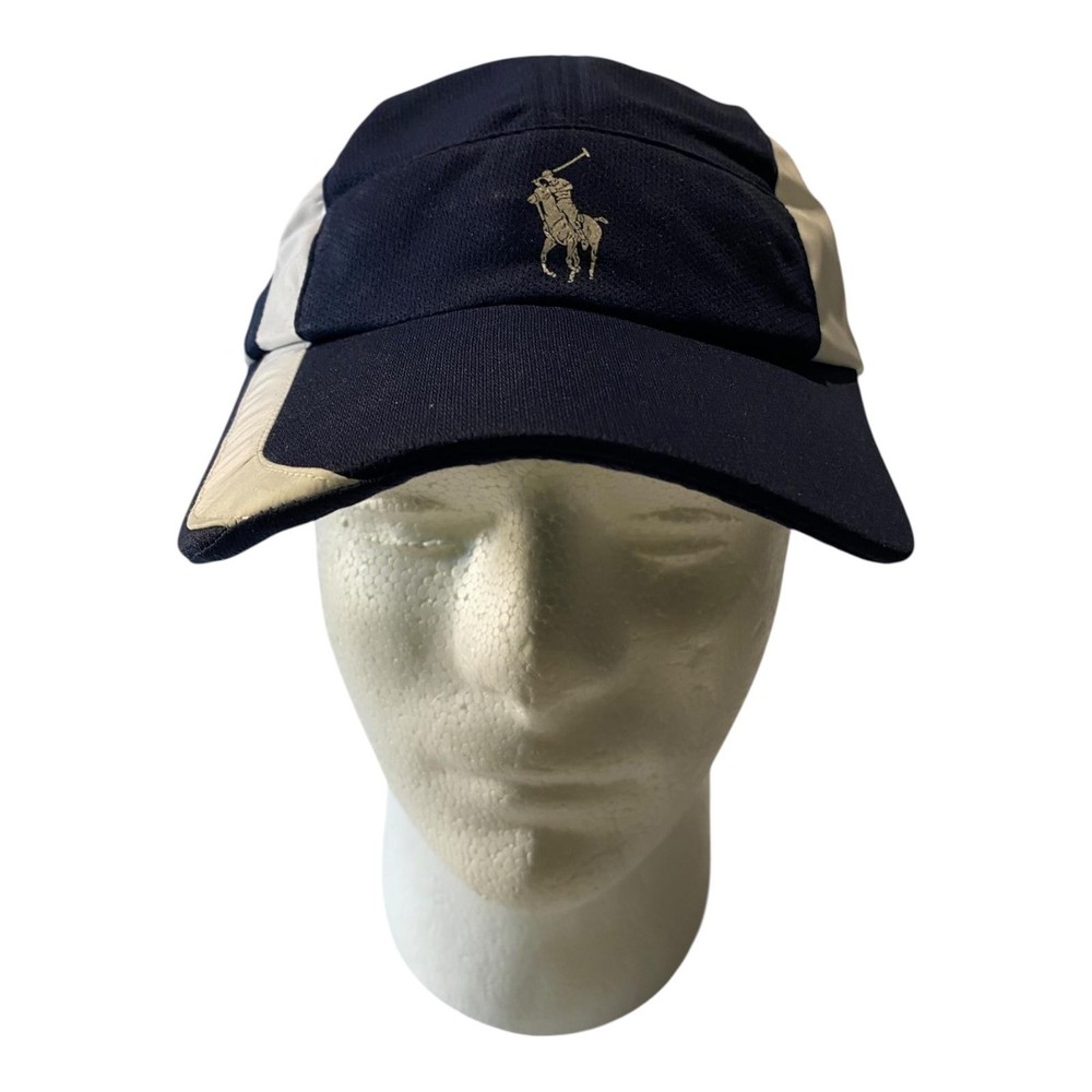 Polo Ralph Lauren 5 Panel Hat Strap Back One Size Navy Blue White Mens NEW NWT