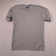Tommy Jeans Shirt Mens XL Gray Stripe V-Neck Ringer Short Sleeve Tee Casual