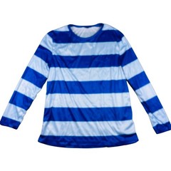 Striped Light Weight Long Sleeve Shirt Mens Sz M Blue White Crew Neck Polyester