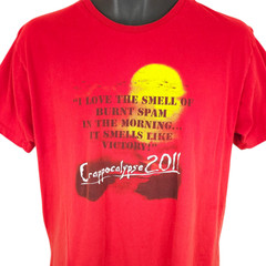 Crappocalypse 2011 T Shirt Mens Size Large Red Love The Smell Of Burnt Spam