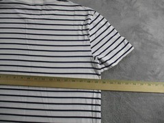 Polo Ralph Lauren Shirt Mens Medium White Navy Striped Custom Slim Fit Logo Tee