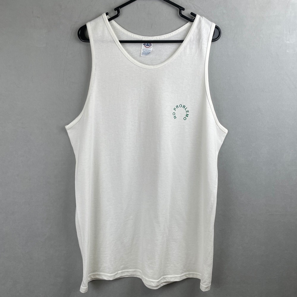 Delta Pro Weight No Problemo Custom Graphic Tank Top White Men L Cotton Summer