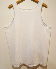 L/XL Vtg 90s Y2K White Thrashed Worn Blank Skate Punk Rock T-Shirt Tank Top