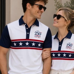 America 250th Anniversary Patriotic Golf Polo, 4th of July Basic Shirt (S-5XL)