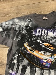 Nascar AOP Denny Hamlin Vintage Y2K Fed Ex Racing Streetwear Rare Tee Size XL