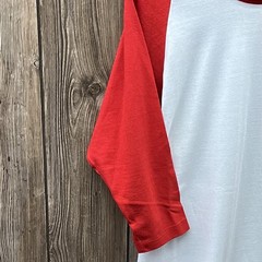 Vintage Russell Athletic Raglan 3/4 Sleeve Baseball Shirt USA Made Red White XL