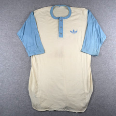 Vintage 80s Adidas T Shirt Single Stitch Henley Baseball Tee USA Sz XL XLarge