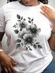 Women’s Round-neck Short-sleeve T-shirt Butterfly Print Casual Fashion T-shirt √