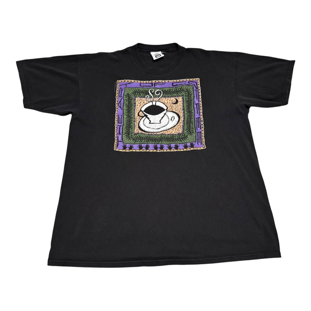 Vintage 1992 Lee The Art of Coffee Cotton Espresso Latte Black Shirt Men’s XL