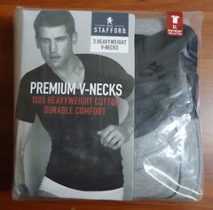 Stafford 3-Pack Men’s Heavy Weight 100% Cotton V-Neck T-Shirt Black-Grey
