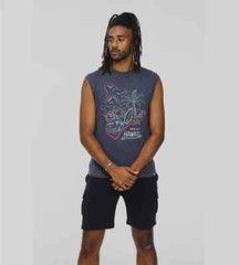 D555 Mens Hawaii Printed Sleeveless T-Shirt Vest Blue S M L XL XXL (601520-R)